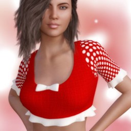Polkadot Ruffled Top with Bows for Genesis 3 Female image