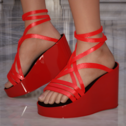 Strappy Wedge Heel Shoes for Genesis 3 Female image